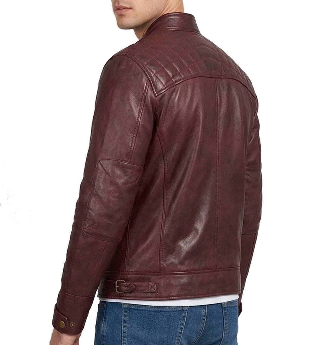 Men's Maroon Biker Leather Jacket – Premium Genuine Leather