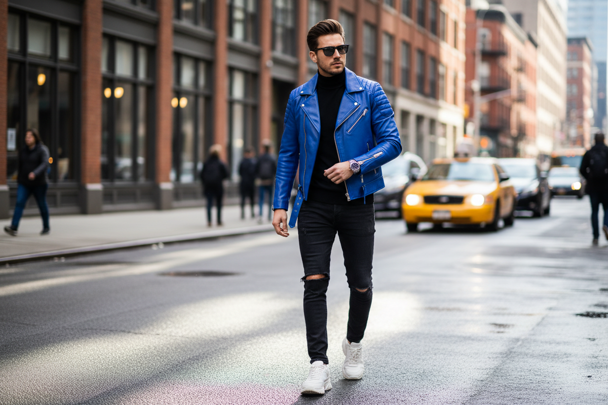 Men's Blue Leather Jackets