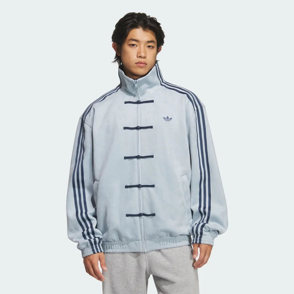 Adidas Chinese New Year Tang Suede Leather Jacket Sky Blue 2026
