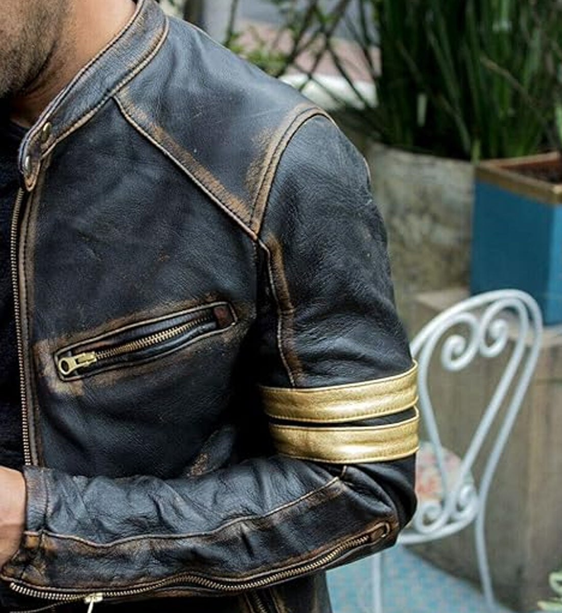 Mens Real Leather Biker Café Racer Vintage Motorcycle Jacket
