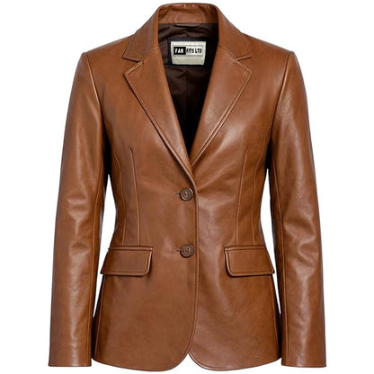 Women Brown Leather Coat