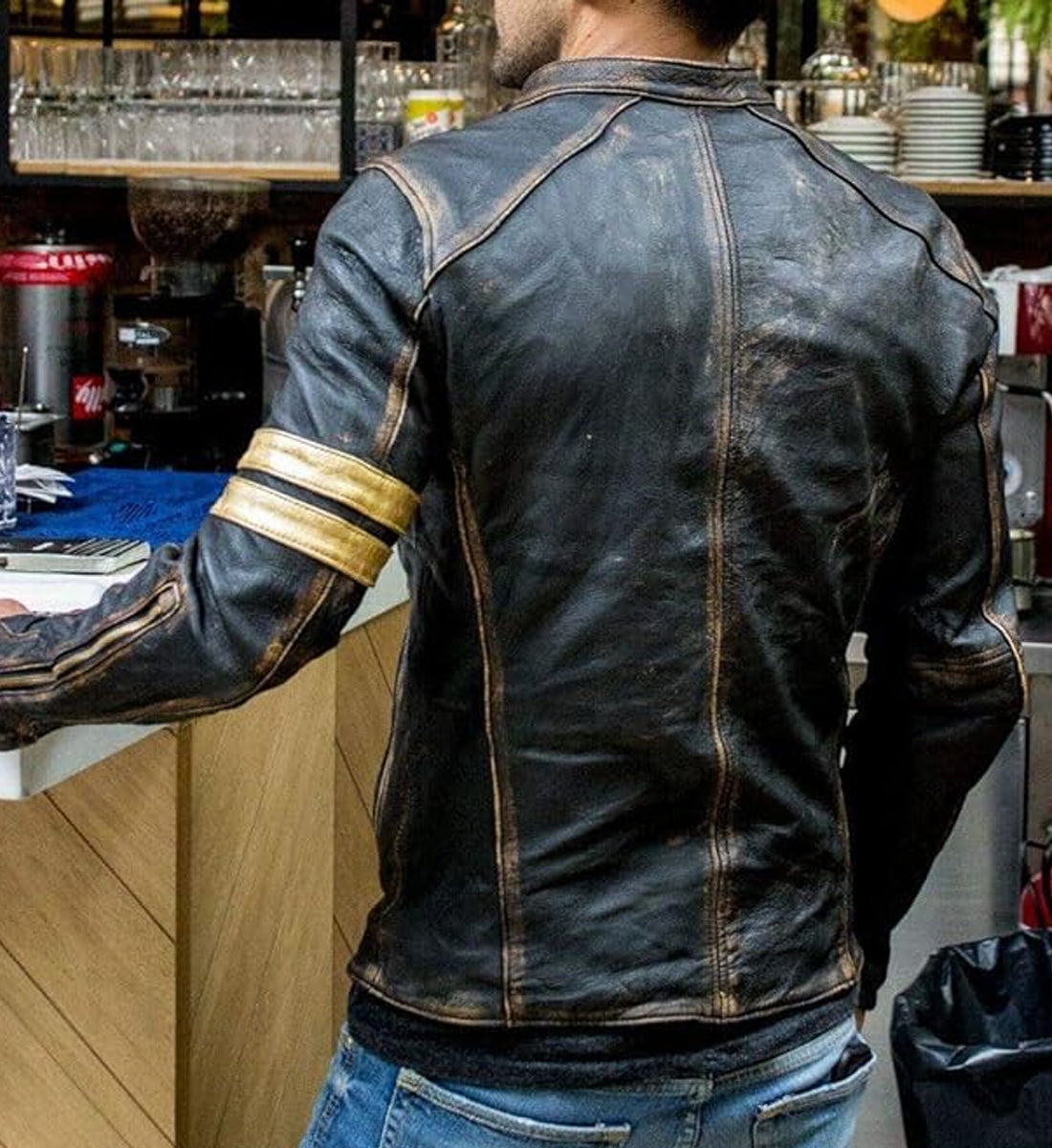 Mens Real Leather Biker Café Racer Vintage Motorcycle Jacket
