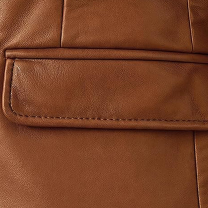 Women Brown Leather Coat