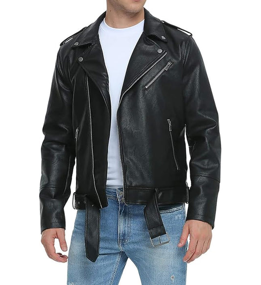 Men_sBlackGenuineLeatherAsymmetricBikerJacketFrontView_RealLambskinUK