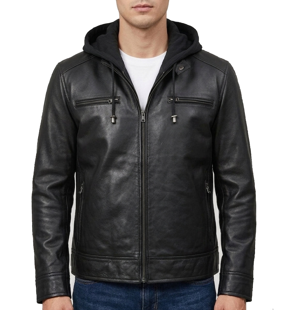 MensLeatherJacket-DetachableHoodStylishRealLambskinLeatherBomberJacketMen