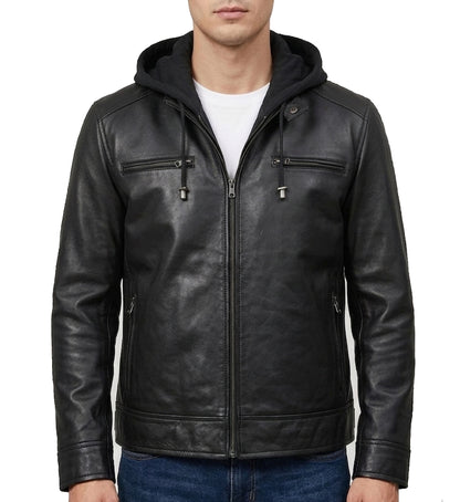 MensLeatherJacket-DetachableHoodStylishRealLambskinLeatherBomberJacketMen