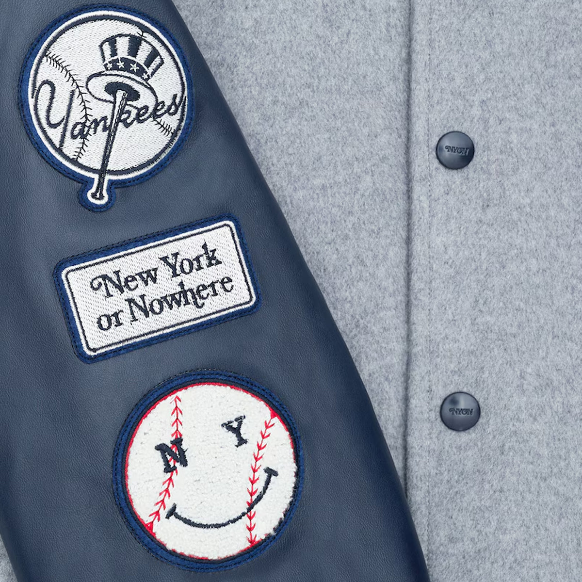 New York Or Nowhere Gray and Navy Varsity Jacket Men