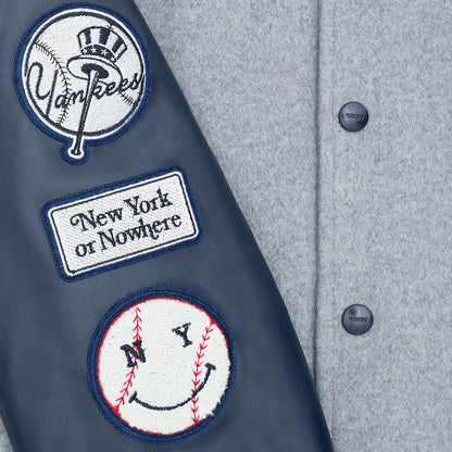 New York Or Nowhere Gray and Navy Varsity Jacket Men