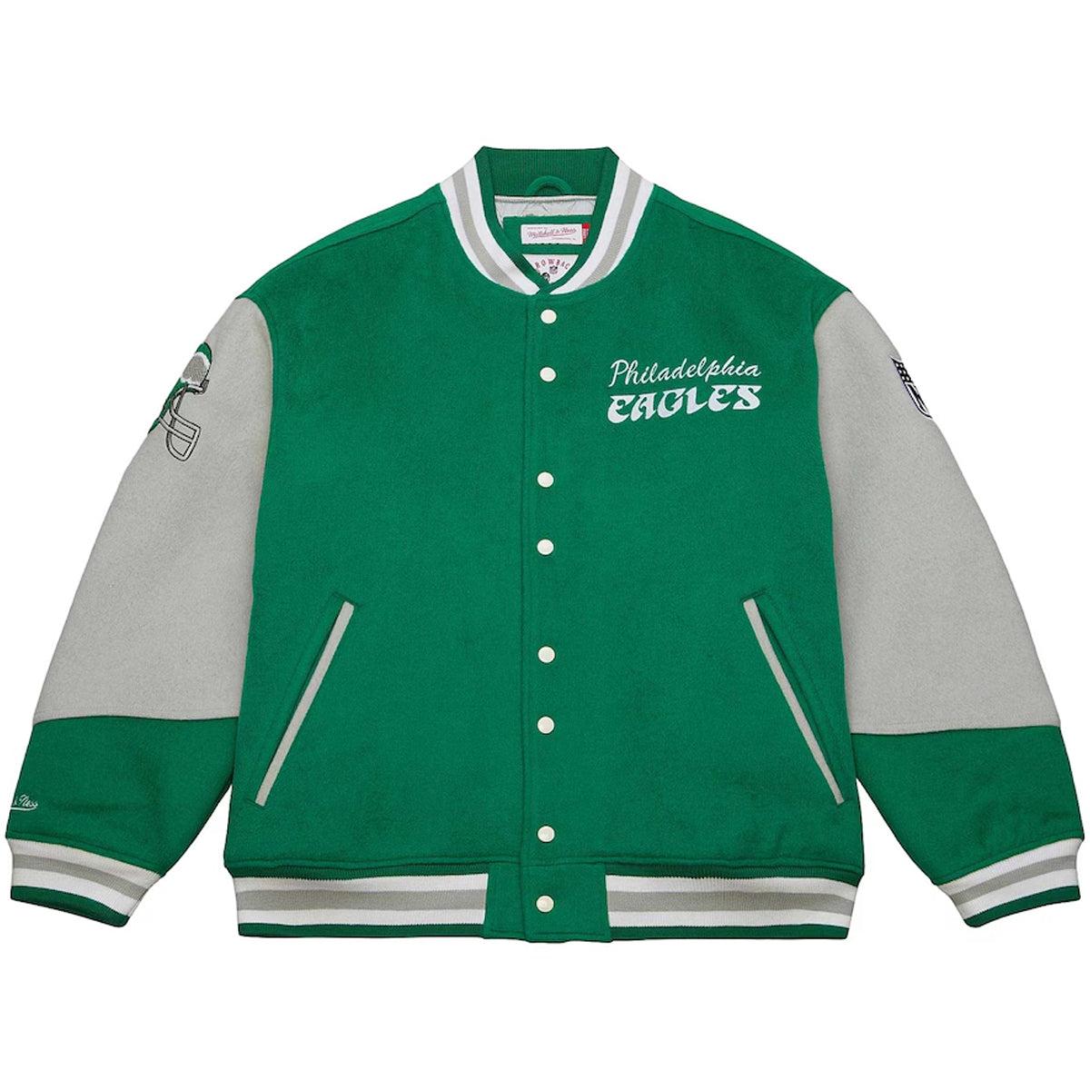 Unisex Philadelphia Eagles Mitchell Ness Kelly Green Varsity Team FullSnap Jacket