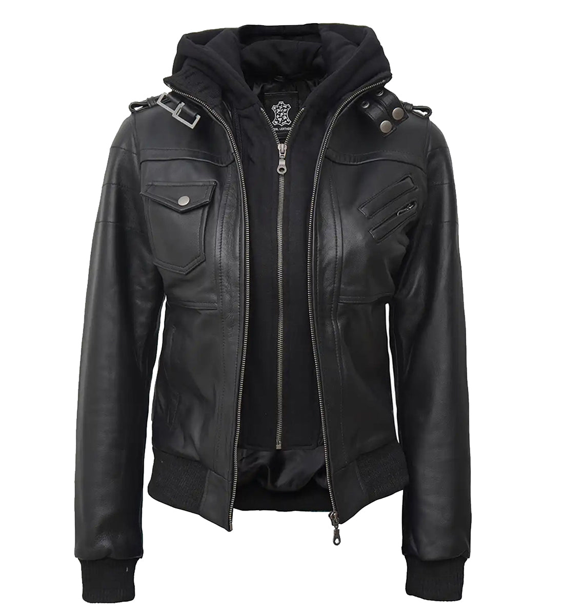 Women_sGenuineLeatherBikerJacketwithDetachableHoodieBlack