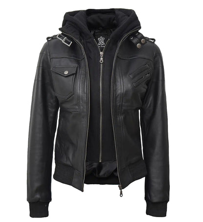 Women_sGenuineLeatherBikerJacketwithDetachableHoodieBlack