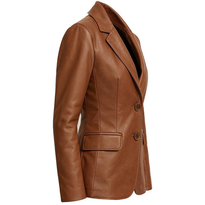 Women Brown Leather Coat