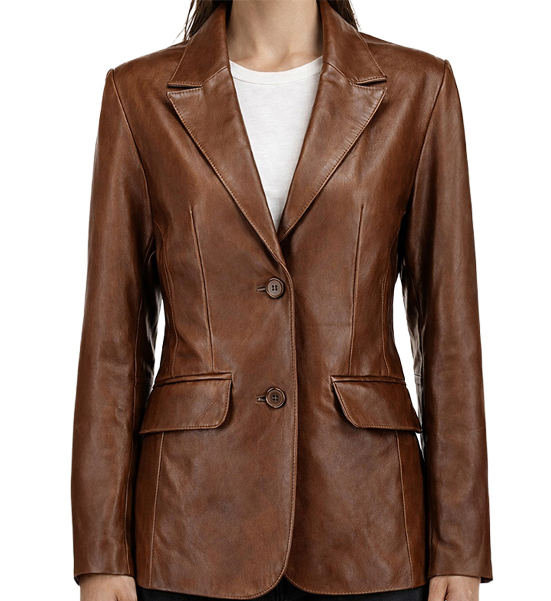 Womenleathercoatbrown