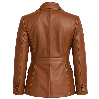 Women Brown Leather Coat